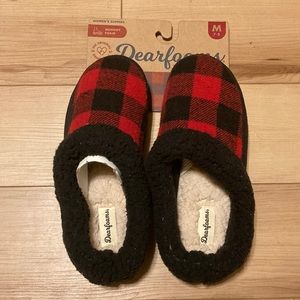 NEW! Dearfoams Women’s Holiday Plaid Slippers S| M 7-8 Soft Memory Foam Comfort